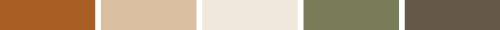 Rich warm color palette with burnt orange, beige, cream, olive green, and deep brown tones for a cozy and stylish interior