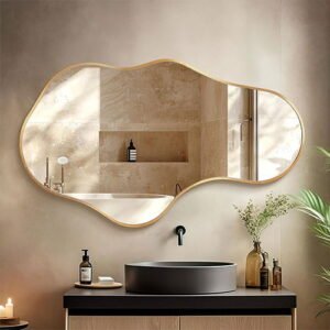 gold frame wavy mirror