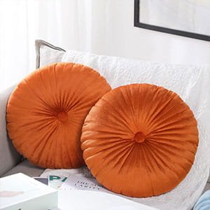 orange round decorative pillows dopamine decor colorful bedroom cushions cozy aesthetic